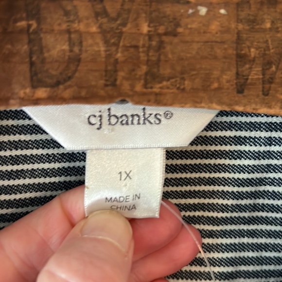 CJ Banks NWT Blue and White Striped 100% Cotton Jacket. Size 1X - Picture 2 of 13